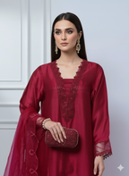 Premium Raw Silk 3Piece Suit – Timeless Maroon